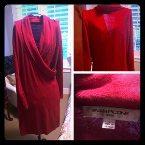 Evan Picone Red Sweater Dress L
